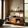 Floating Bathroom Vanity Natural Solid Wood With Curved Frame Drawer - Arboriswood