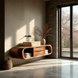 Floating Bathroom Vanity Natural Solid Wood With Curved Frame Storage - Arboriswood