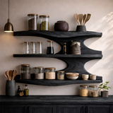 Floating Kitchen Wall Shelves in Natural Wood with Layered Open Storage - Arboriswood - 7
