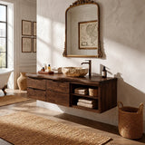 Floating Natural Solid Wood Bathroom Vanity with Drawer Storage – Japandi - Arboriswood - 10