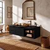 Floating Natural Solid Wood Bathroom Vanity with Drawer Storage – Japandi - Arboriswood - 8