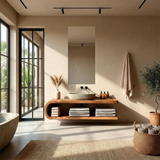 Floating Natural Solid Wood Bathroom Vanity With Open Shelf Storage - Arboriswood - 3