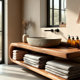 Floating Natural Solid Wood Bathroom Vanity With Open Shelf Storage - Arboriswood - 4