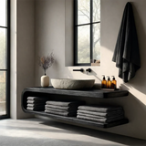 Floating Natural Solid Wood Bathroom Vanity With Open Shelf Storage - Arboriswood - 9