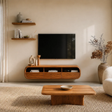 Floating Open Shelf TV Stand Solid Wood Media Console Storage Cabinets - Arboriswood - 12