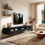 Floating Open Shelf TV Stand Solid Wood Media Console Storage Cabinets - Arboriswood - 9