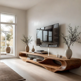 Floating Open Shelf TV Stand Solid Wood Sculptural Media Console - ArborisWood - 11