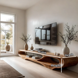 Floating Open Shelf TV Stand Solid Wood Sculptural Media Console - ArborisWood - 12