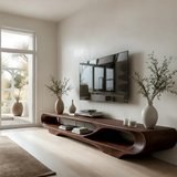 Floating Open Shelf TV Stand Solid Wood Sculptural Media Console - ArborisWood - 8