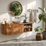 Floating Solid Wood Bathroom Vanity with Open Storage – Minimalist - Arboriswood - 6