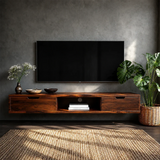 Floating Solid Wood TV Stand with Minimalist Storage and Open Shelf Design - Arboriswood - 15
