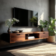 Floating Solid Wood TV Stand with Minimalist Storage and Open Shelf Design - Arboriswood