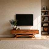 Floating Solid Wood TV Stand with Sculptural Curved Base Design for Living Room - Arboriswood - 12