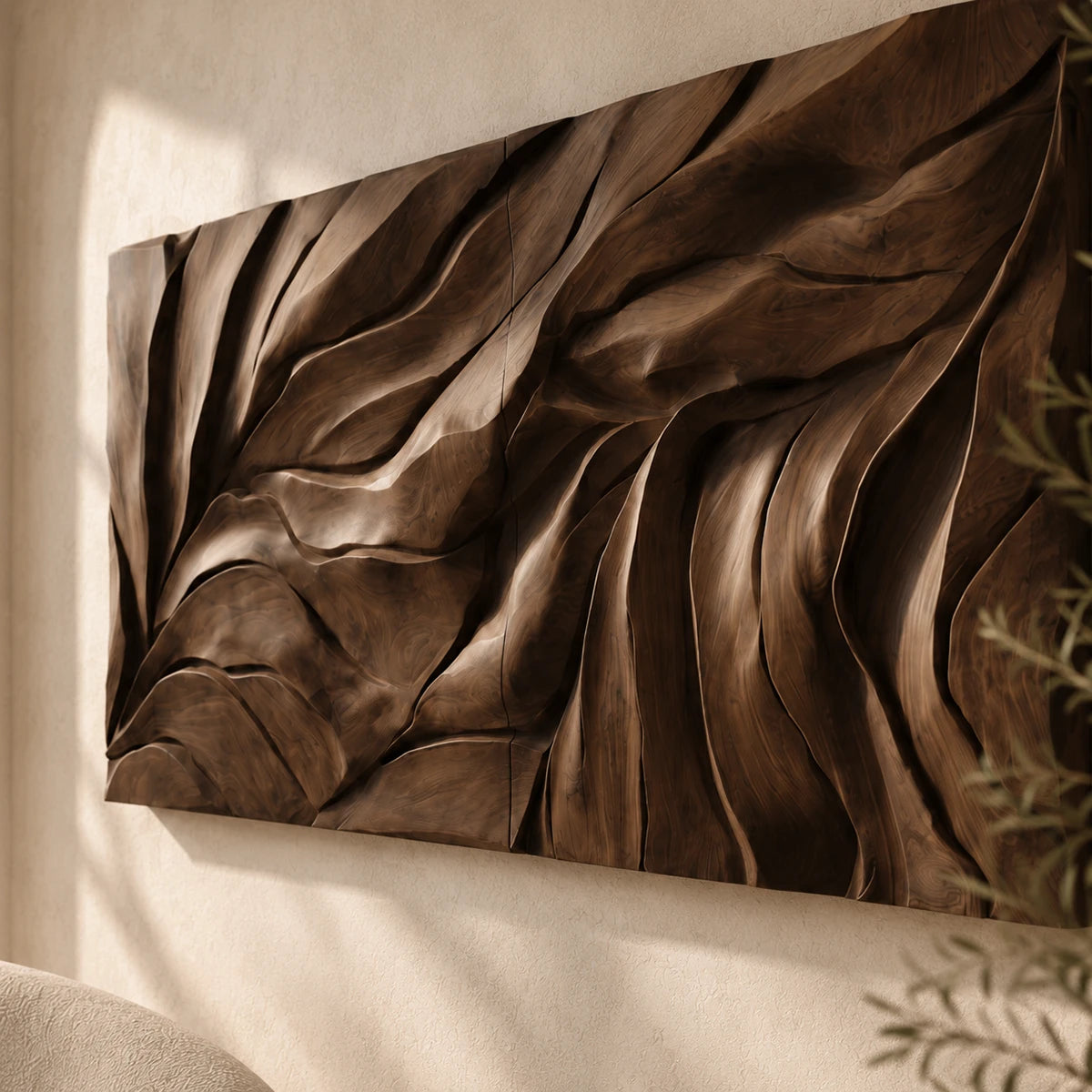Mounted as a statement piece, this relief wall art adds dimension to an open room