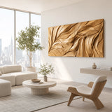 Wide decorative wall panel with sculpted grooves adds visual rhythm to modern spaces