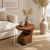Minimalist side table with sculpted support and compact profile for elegant interiors