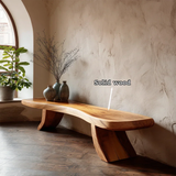 Flowing Solid Wood Entryway Bench with Sculptural Leg Base Modern Seating - Arboriswood - 8