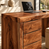 Featuring a wide top, this computer desk offers storage for files and work essentials