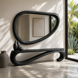 Contemporary bench with sculptural loop profile and smooth wood finish for modern homes