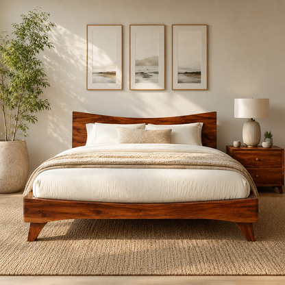 Garden View Wooden Bed Frame With Curved Headboard and Low Profile Base - ArborisWood - 3