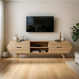 Geometric Angular TV Stand Solid Wood Storage Console Open Shelf - Arboriswood - 8