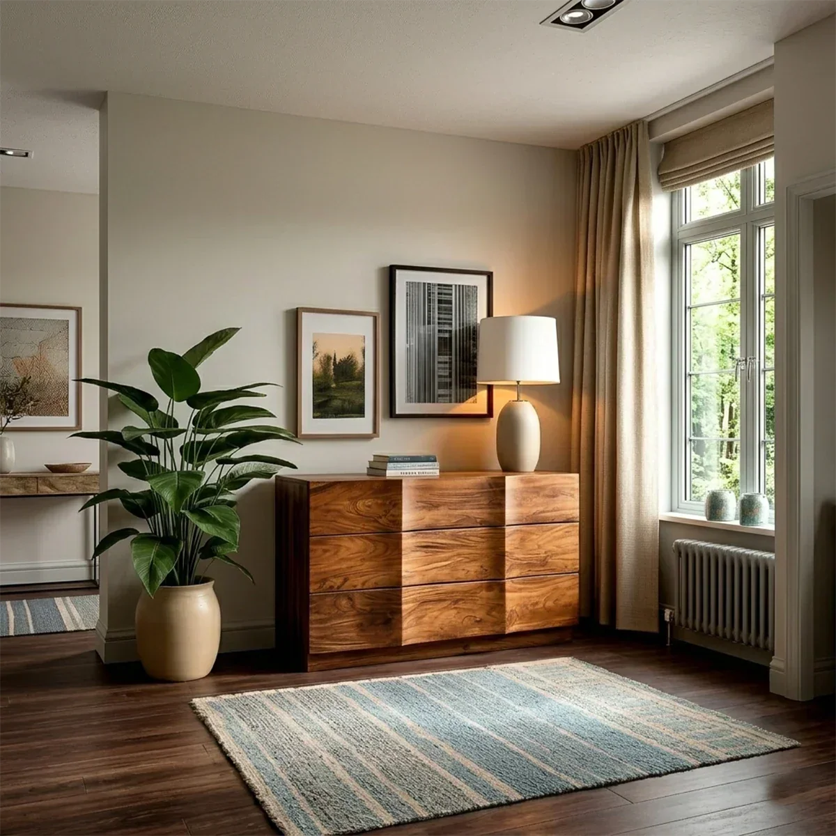 Grid Drawer Sideboard in Natural Solid Wood for Contemporary Interiors - ArborisWood - 2