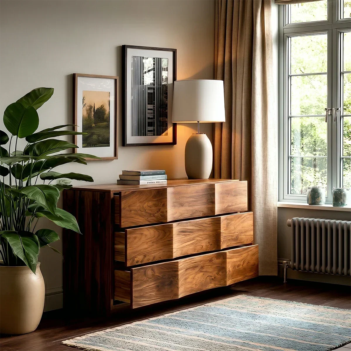 Grid Drawer Sideboard in Natural Solid Wood for Contemporary Interiors - ArborisWood - 5