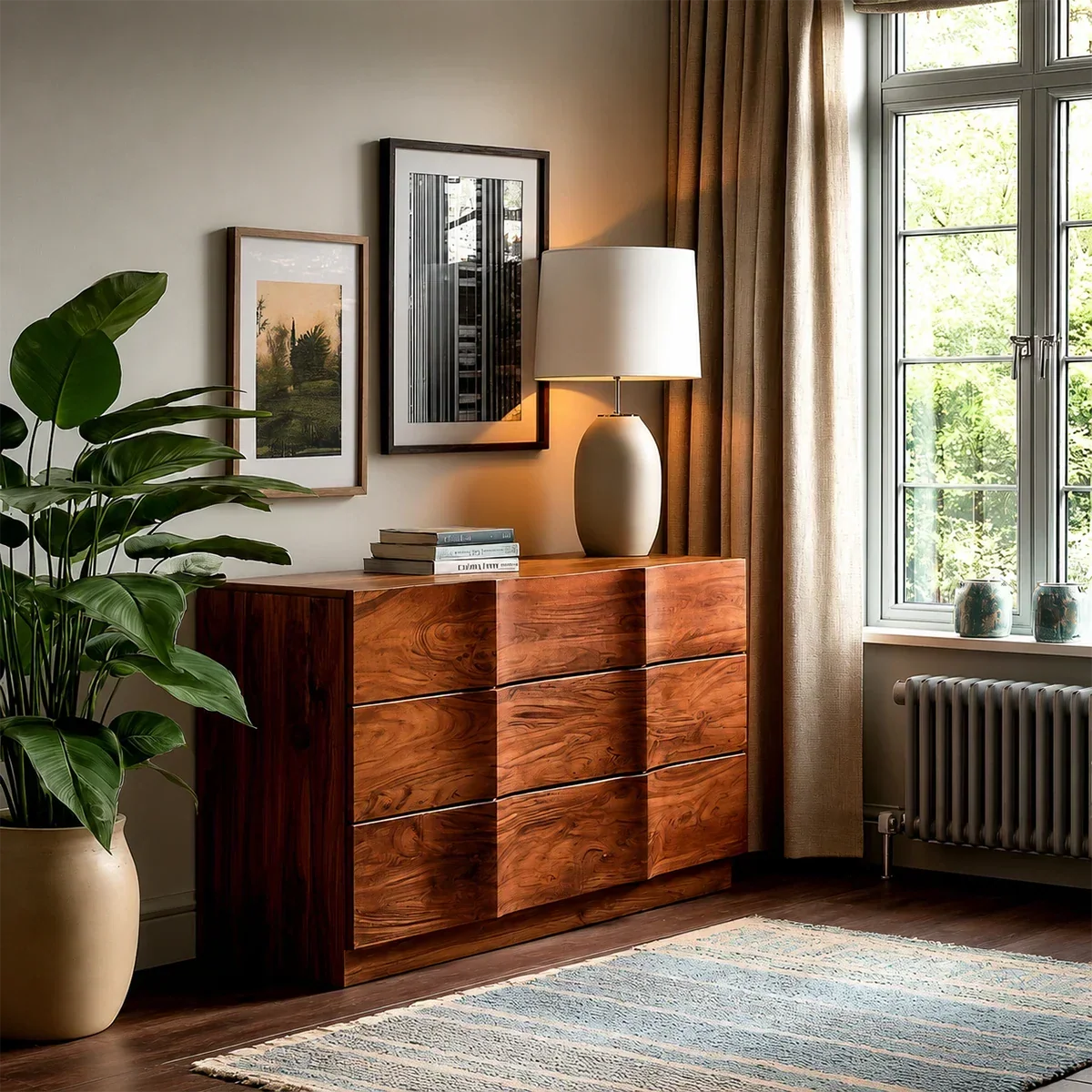 Grid Drawer Sideboard in Natural Solid Wood for Contemporary Interiors - ArborisWood - 7
