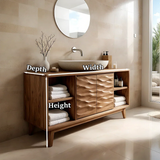 Hand-Carved Natural Solid Wood Bathroom Vanity With Open Shelves - Arboriswood - 13