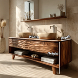 Hand-Carved Natural Solid Wood Double Sink Bathroom Vanity - Arboriswood - 12