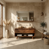 Hand-Carved Natural Solid Wood Double Sink Bathroom Vanity - Arboriswood - 13