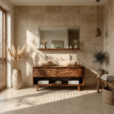 Hand-Carved Natural Solid Wood Double Sink Bathroom Vanity - Arboriswood - 14