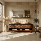 Hand-Carved Natural Solid Wood Double Sink Bathroom Vanity - Arboriswood - 15