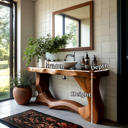 Handcrafted Bathroom Vanity Natural Solid Wood Flowing Wave Base - ArborisWood - 11