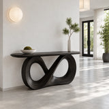 Infinity Console Table, Figure-Eight Ribbon Pedestal and Rounded-End Slab Top - Arboriswood - 10
