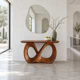 Infinity Console Table, Figure-Eight Ribbon Pedestal and Rounded-End Slab Top - Arboriswood - 11