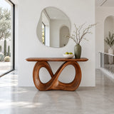 Infinity Console Table, Figure-Eight Ribbon Pedestal and Rounded-End Slab Top - Arboriswood - 12