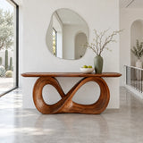 Infinity Console Table, Figure-Eight Ribbon Pedestal and Rounded-End Slab Top - Arboriswood - 13