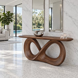 Infinity Console Table, Figure-Eight Ribbon Pedestal and Rounded-End Slab Top - Arboriswood - 8
