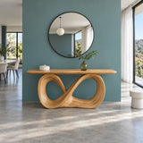 Infinity Console Table, Figure-Eight Ribbon Pedestal and Rounded-End Slab Top - Arboriswood - 9