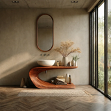 Integrated Shelf Bathroom Vanity Natural Solid Wood Curved Sculptural Form - ArborisWood - 12