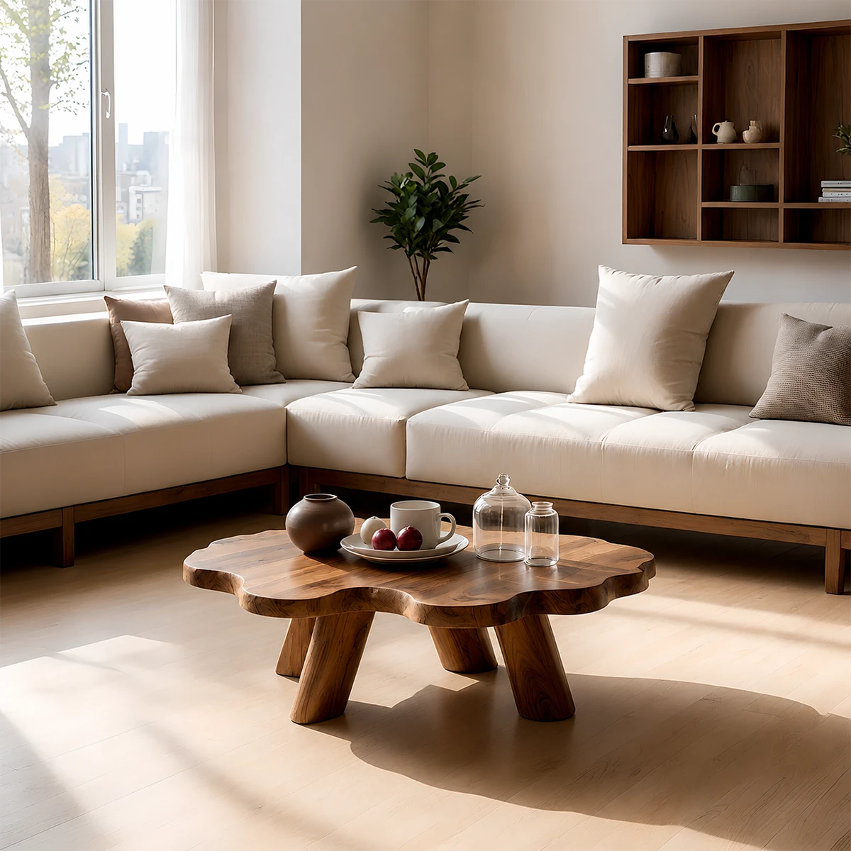 Japandi Low Coffee Table – Solid Wood Organic Minimalist Living Room Table - ArborisWood - 10
