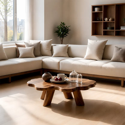 Japandi Low Coffee Table – Solid Wood Organic Minimalist Living Room Table - ArborisWood - 10