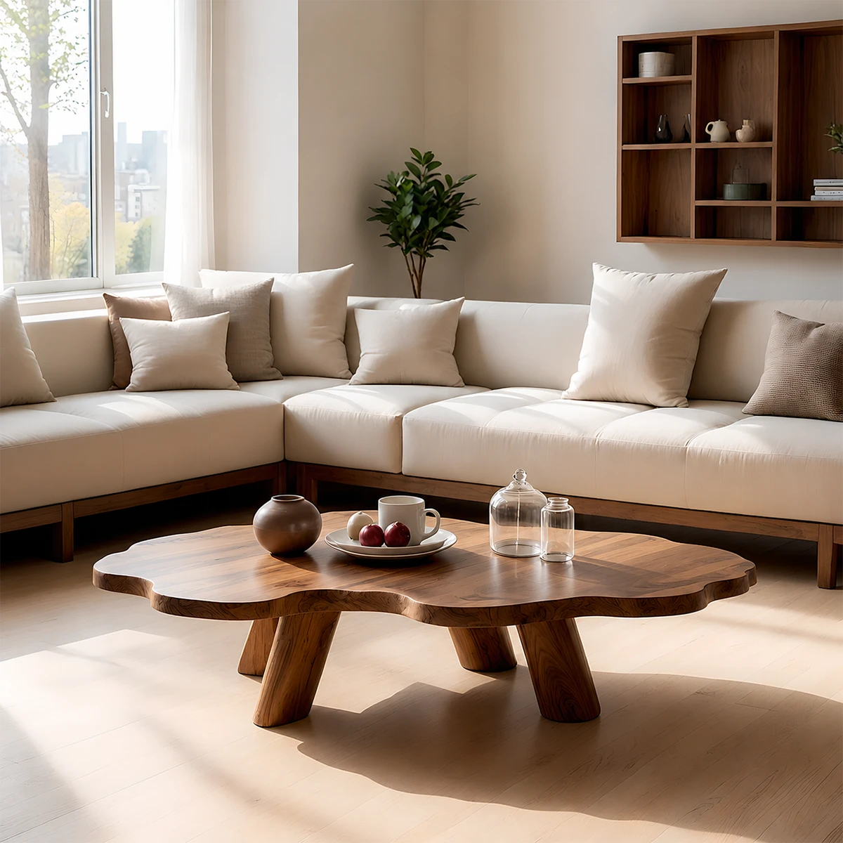 Japandi Low Coffee Table – Solid Wood Organic Minimalist Living Room Table - ArborisWood - 11