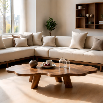 Japandi Low Coffee Table – Solid Wood Organic Minimalist Living Room Table - ArborisWood - 12
