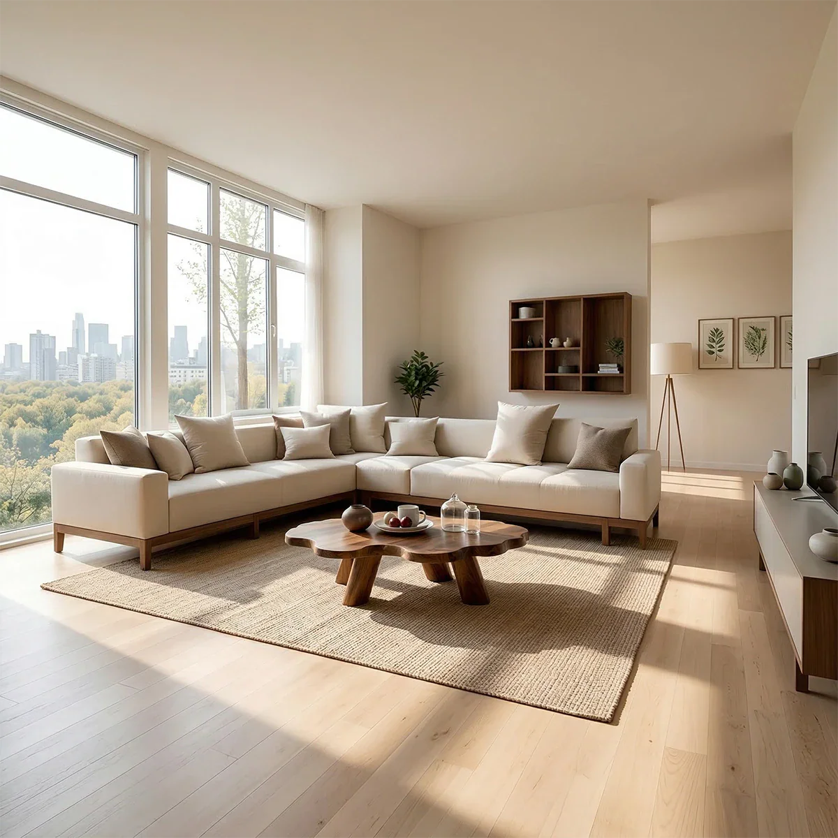 Japandi Low Coffee Table – Solid Wood Organic Minimalist Living Room Table - ArborisWood - 2