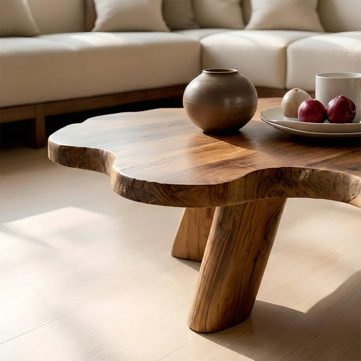 Japandi Low Coffee Table – Solid Wood Organic Minimalist Living Room Table - ArborisWood - 3