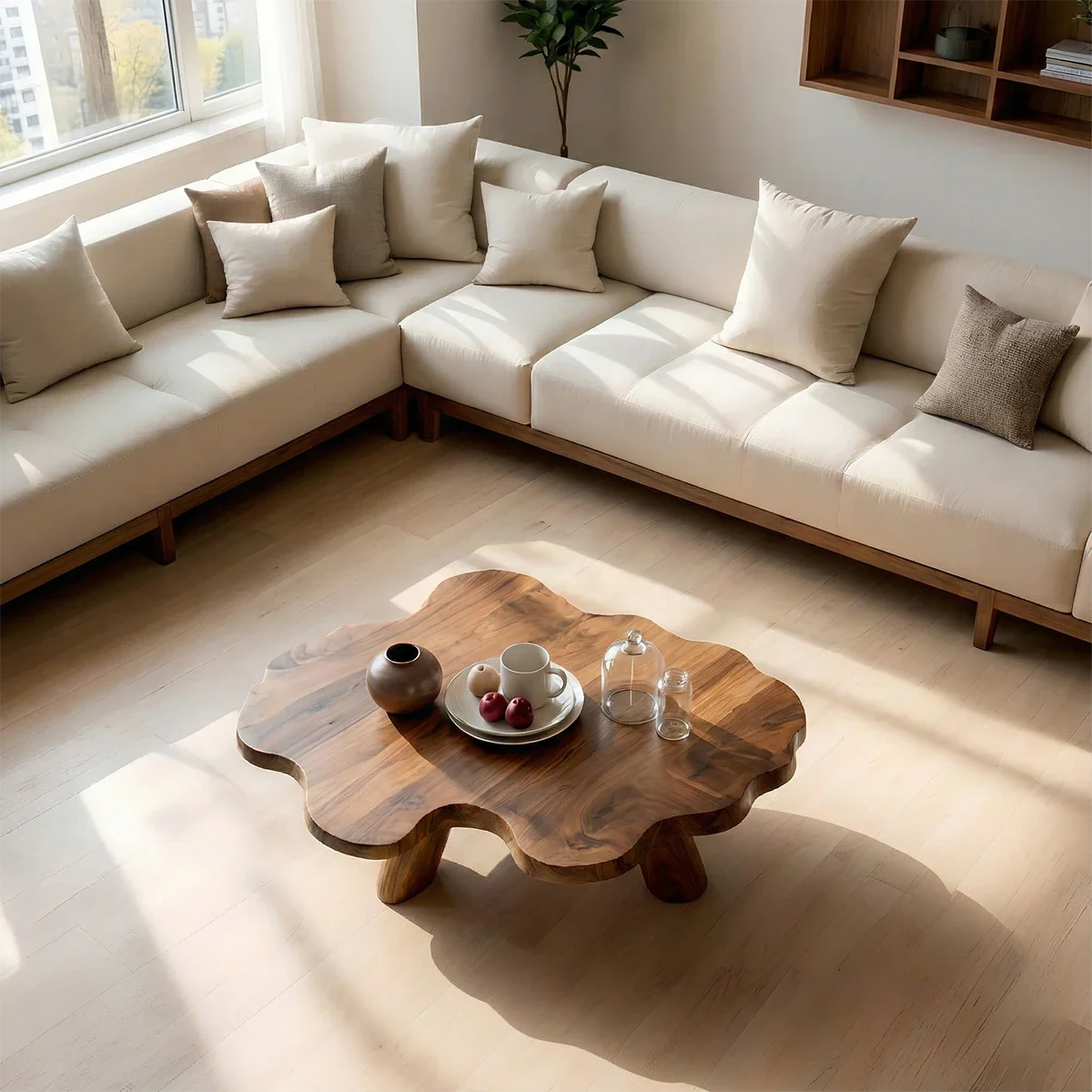 Japandi Low Coffee Table – Solid Wood Organic Minimalist Living Room Table - ArborisWood - 4