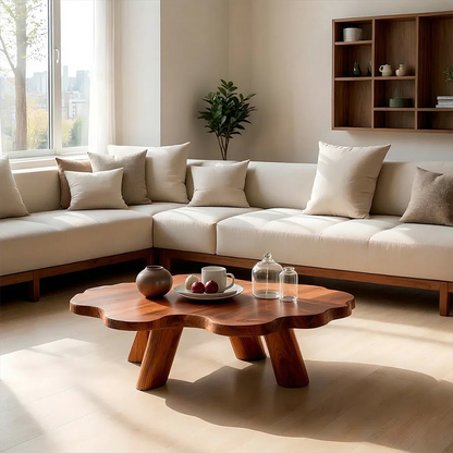 Japandi Low Coffee Table – Solid Wood Organic Minimalist Living Room Table - ArborisWood - 5