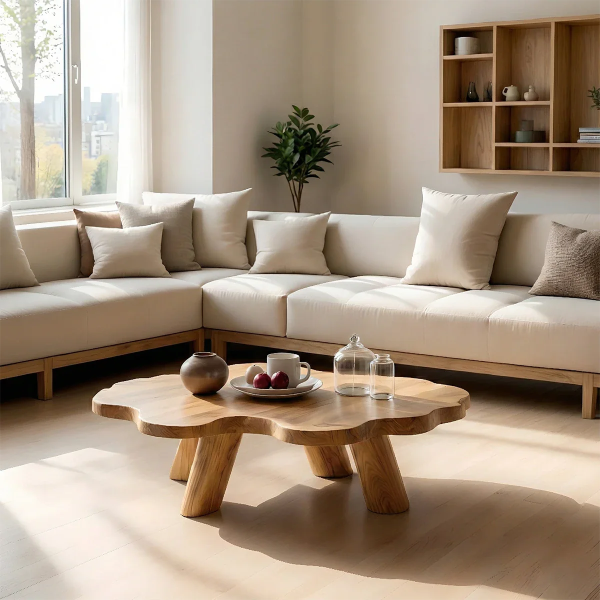 Japandi Low Coffee Table – Solid Wood Organic Minimalist Living Room Table - ArborisWood - 6